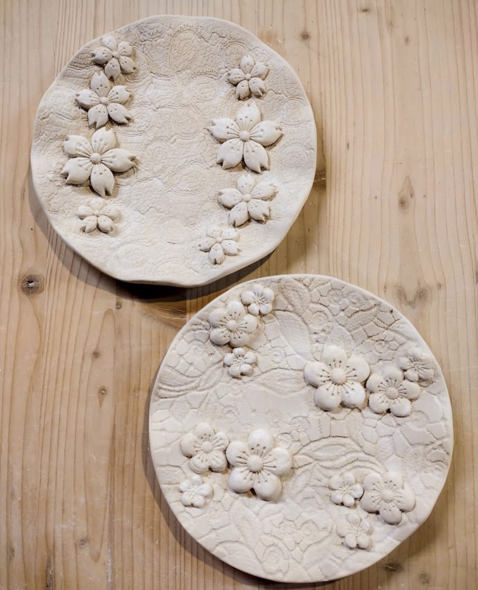 Cherry Blossom Plates Pottery Workshop Photo