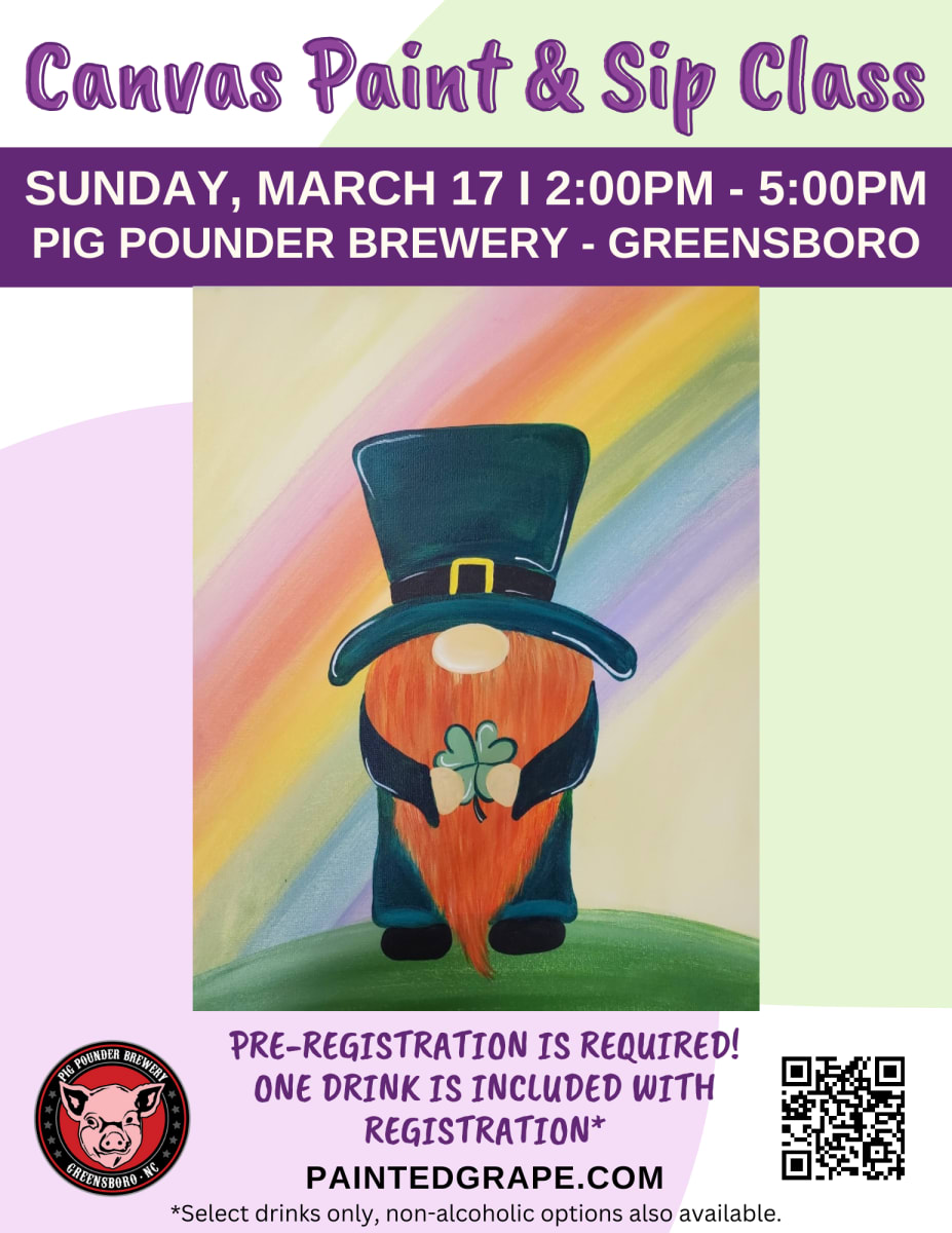 Pig Pounder Brewery (Greensboro) St. Patrick's Day Gnome - Paint & Sip Class Photo