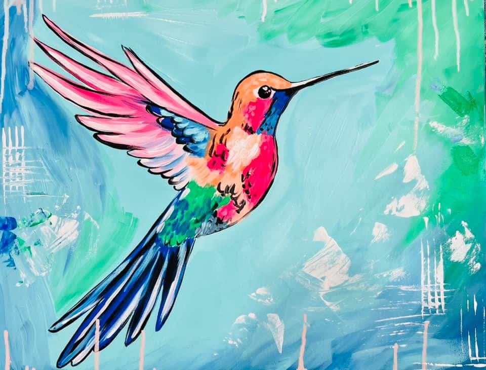 Handsome Hummingbird Painting Class Photo