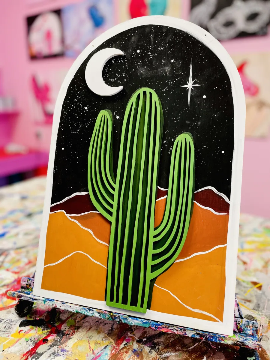 3D Desert Scene Wood Decor Photo
