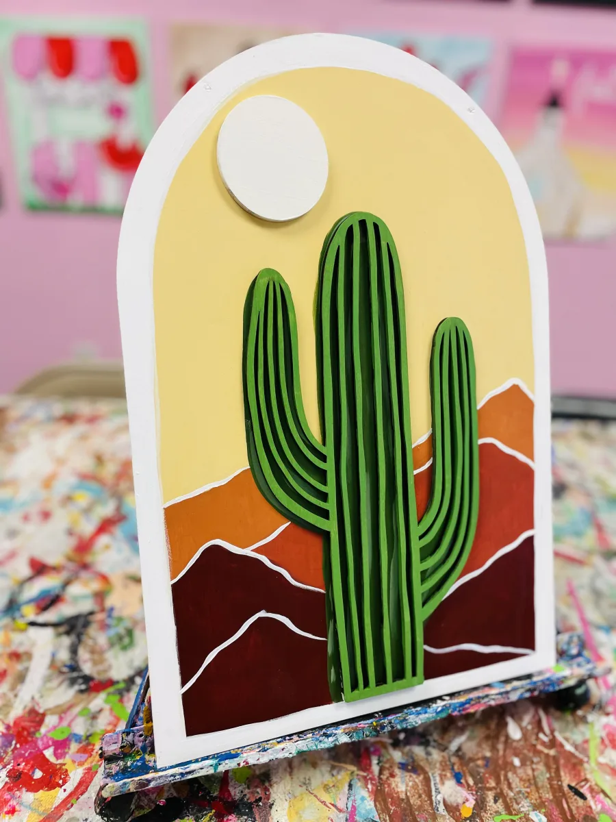 3D Desert Scene Wood Decor Photo