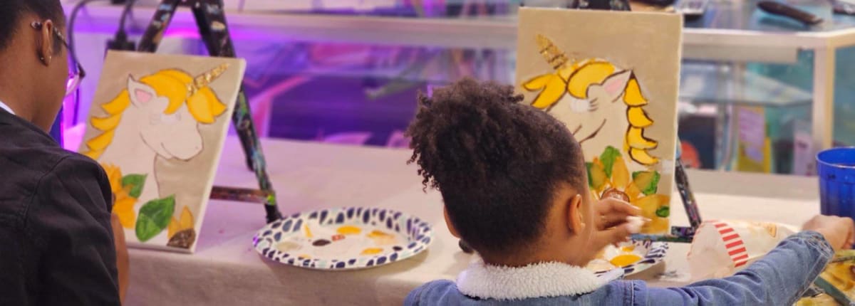 Mommy & Me Painting Class - Sunflower Unicorns Photo