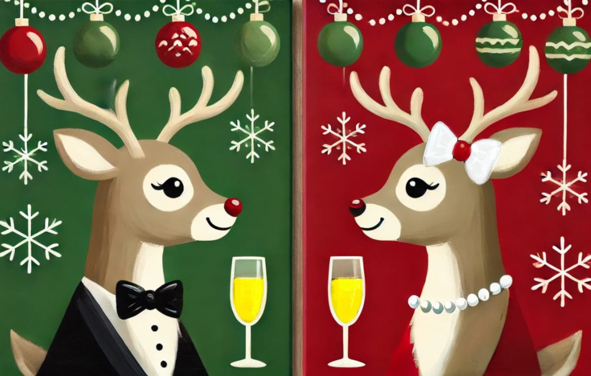 Festive Reindeer - Couples Paint Night Charlotte Photo