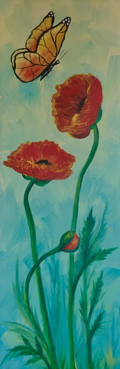 BUTTERFLY & POPPIES Photo