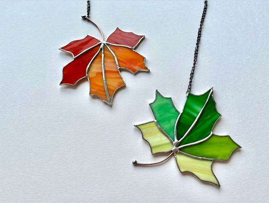 Stained Glass Autumn Leaves Photo