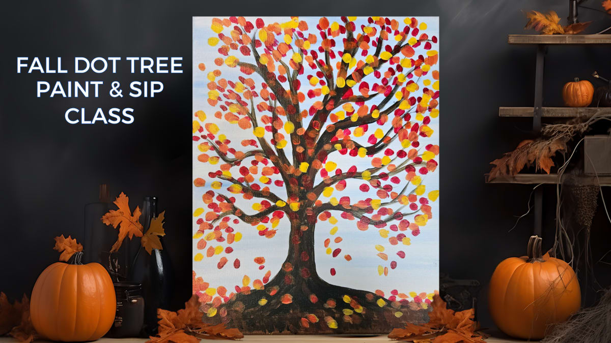Fall Dot Tree Paint & Sip Canvas Class