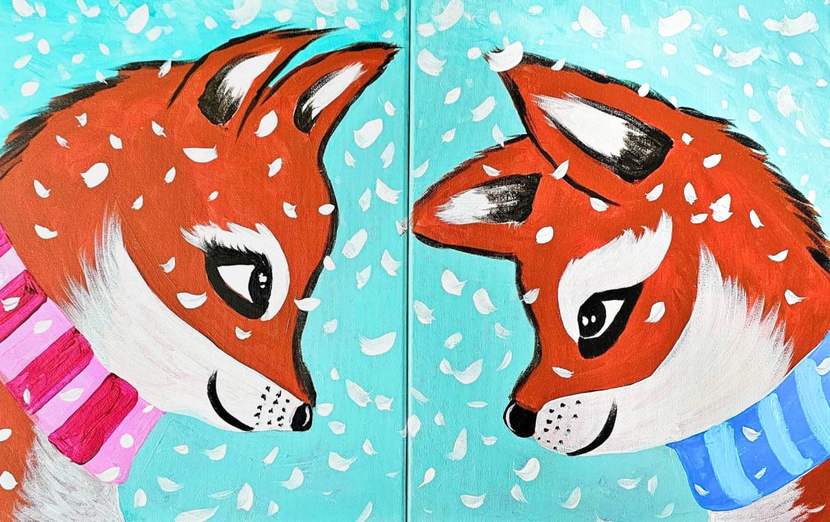 Mommy & Me Painting Class - Winter Foxes Photo