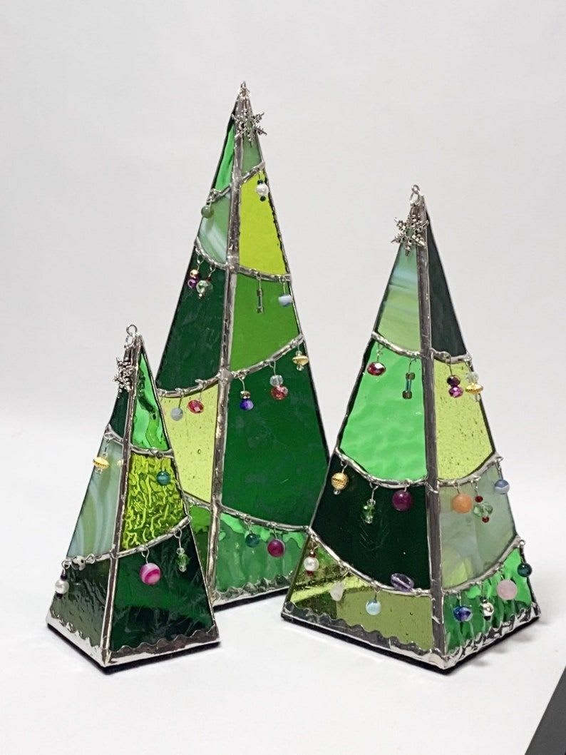 Stained Glass Class - 3D Christmas Tree Tealight/Candle Holder- 2 Sizes available Photo