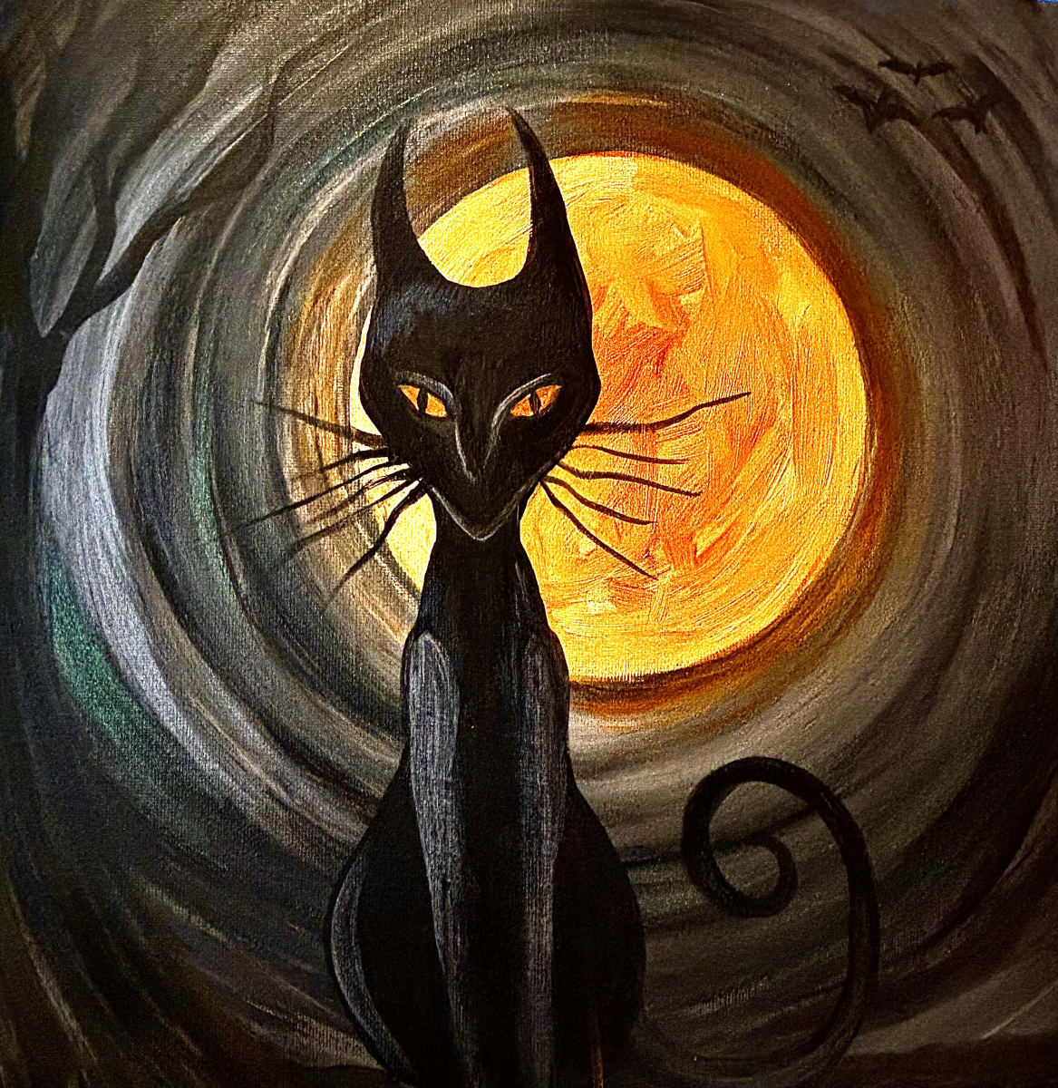 FAMILY FRIENDLY HALLOWEEN PAINTING PARTY ~ MOON CAT Photo