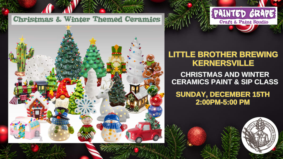 Little Brother Brewing - Kernersville Christmas & Winter Themed Ceramic Paint Class Photo