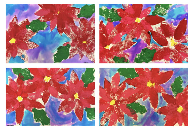 Multi Media Poinsettia Paintings Photo