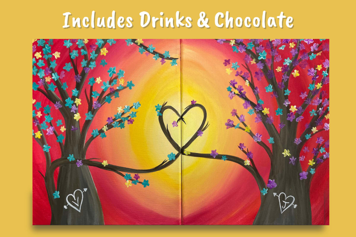 Couples Class -Tree Love Paint & Sip Canvas Class - Includes 2 Drinks ...