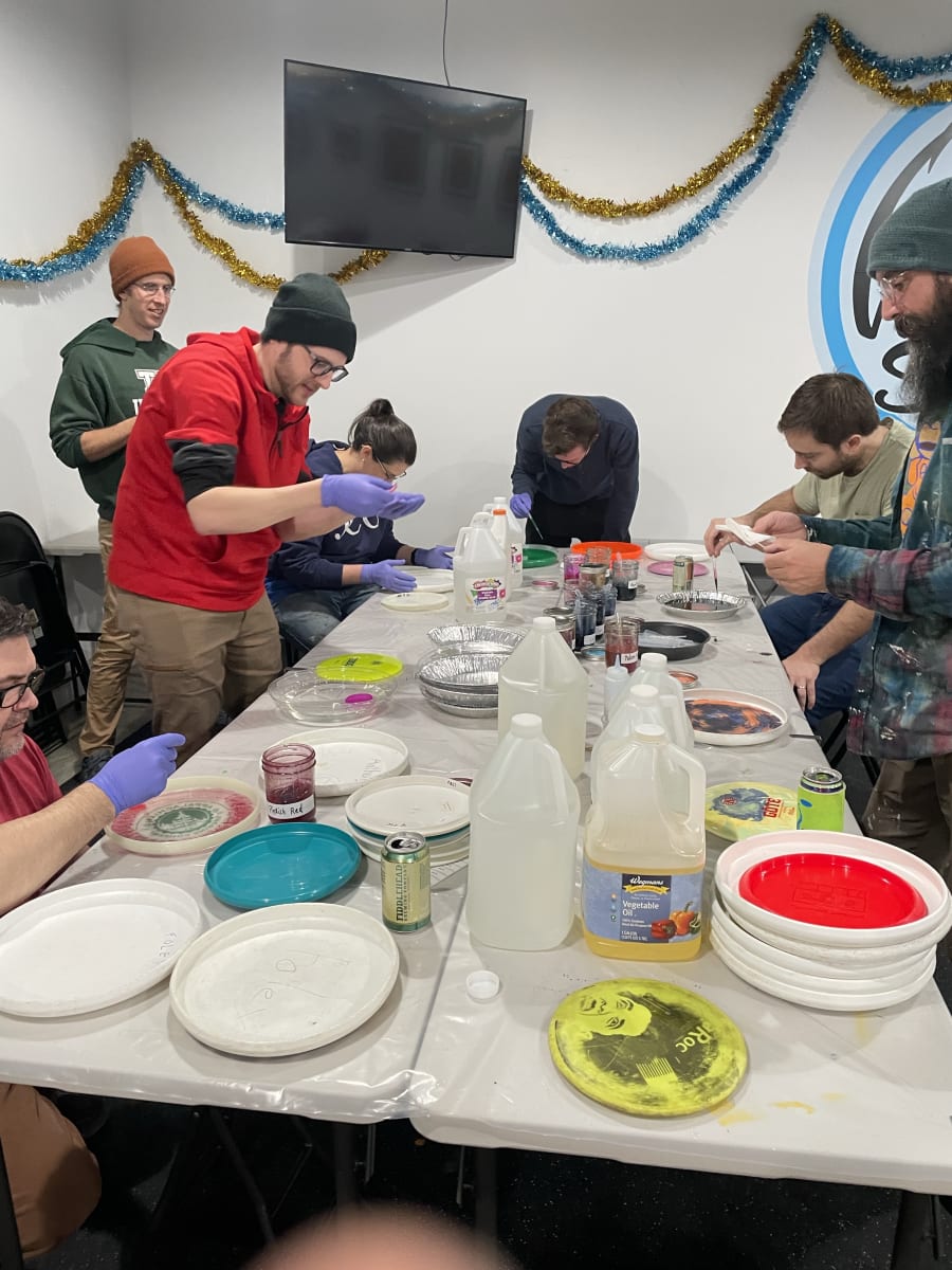 Dye & Fly:  Disc Dyeing - Glue Bed Methods Photo