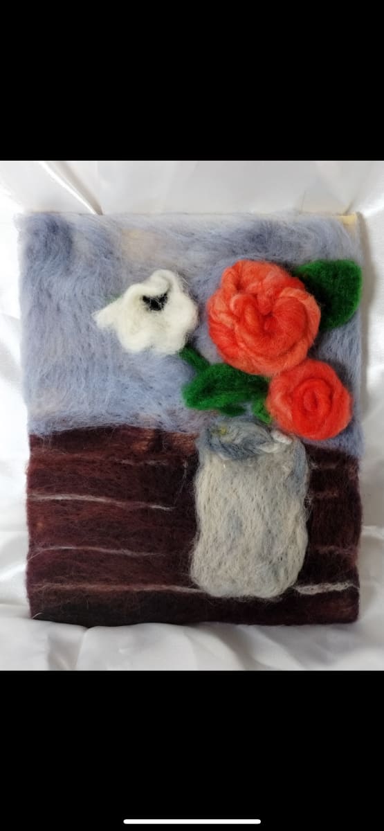 Craft and Sip! Painting with Wool Series: 3D Needle Felt Still Life Floral Picture Photo