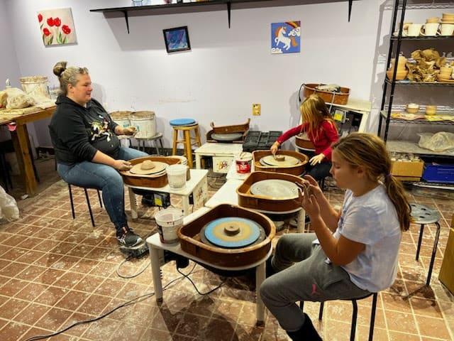 Mommy and Me Pottery Wheels Photo