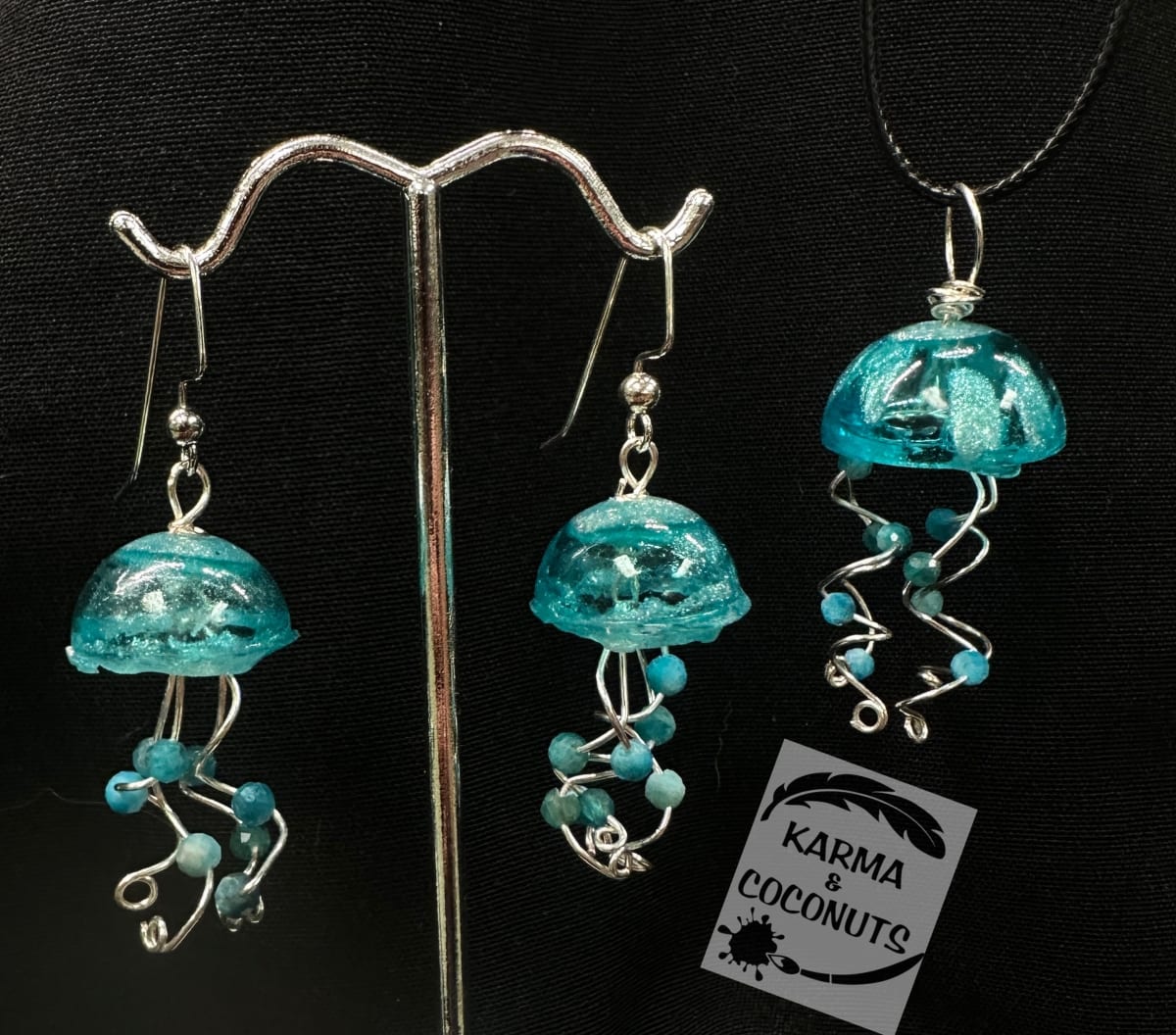 Jellyfish Jewelry - UV Resin Pendant and Earrings - $40 Photo
