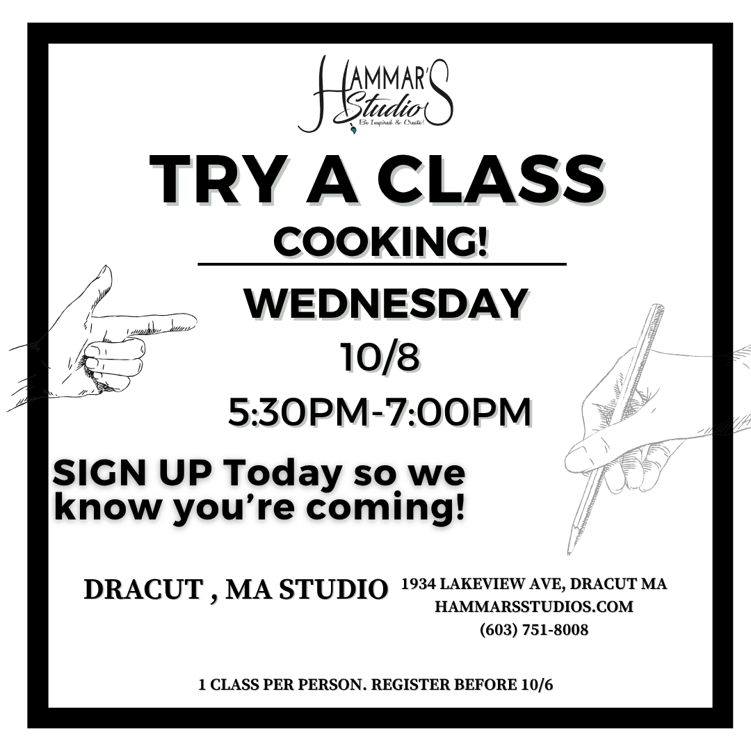 Try a Cooking Class! 1 Day Pass 5:30pm-7:00pm Dracut, MA 10/8 Photo