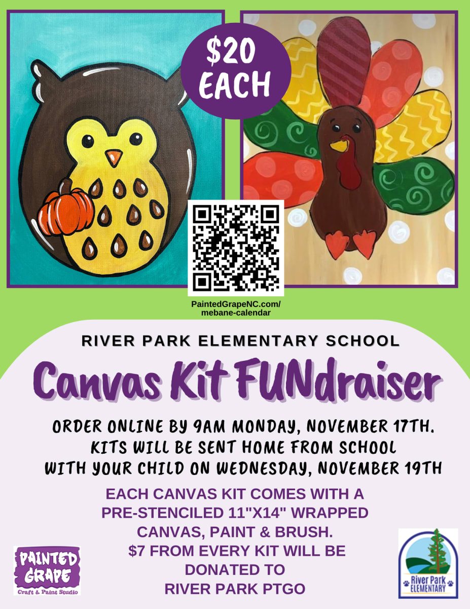 River Park Elementary FUNdraiser - Fall 2025 - Grape Kids Canvas Kits Photo