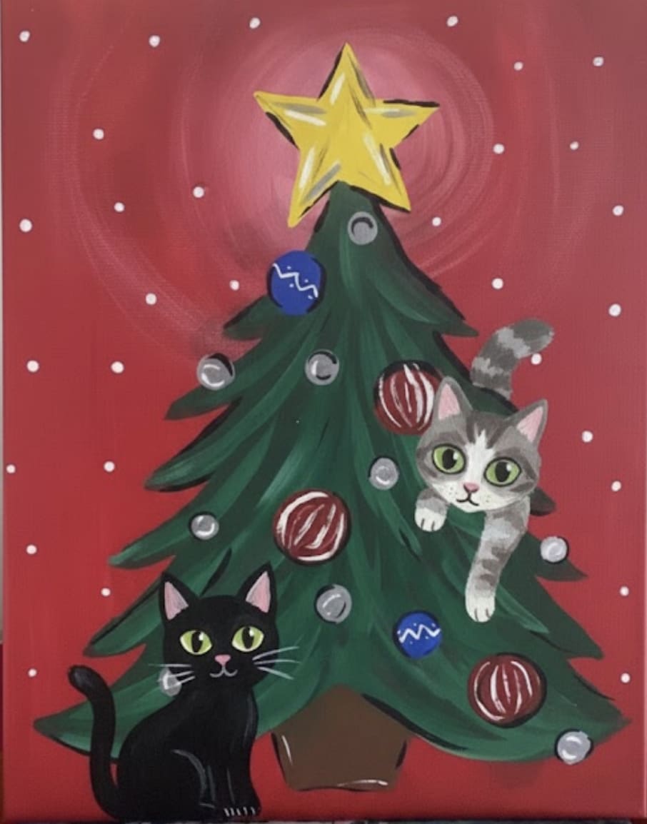 Christmas Paint & Sip with Kitties! - Benefitting SPACE COAST FELINE NETWORK Photo