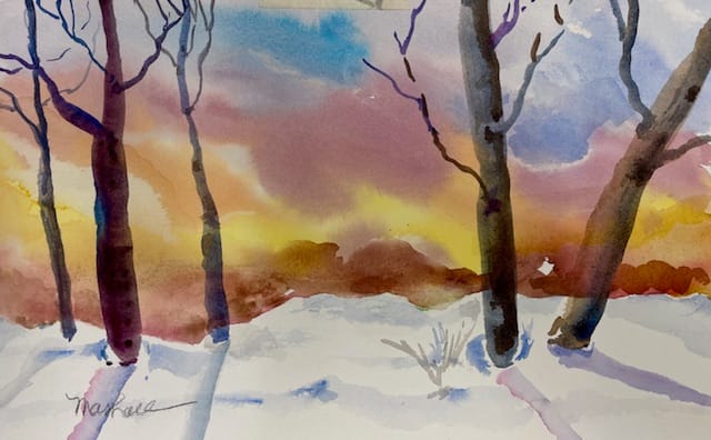 Anoka Senior Center Winterfest Watercolor Class Photo