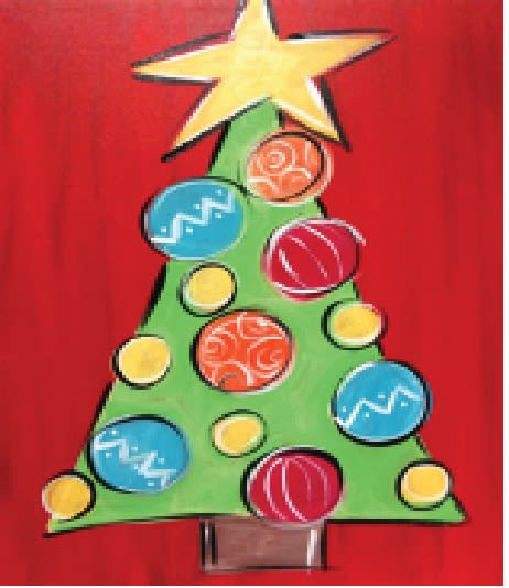 Christmas Tree Family Paint Party Photo