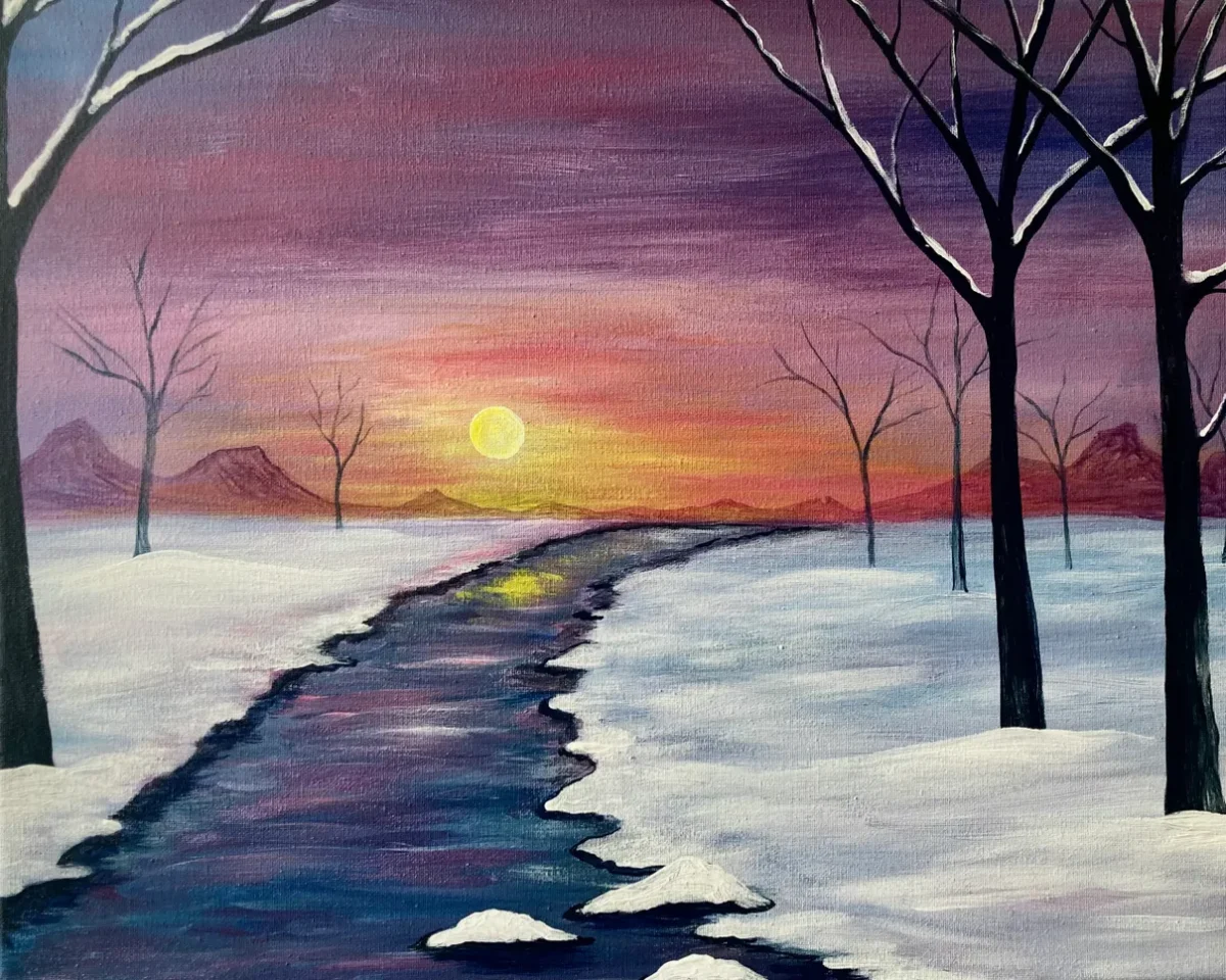 Winter Sunset at The River Photo