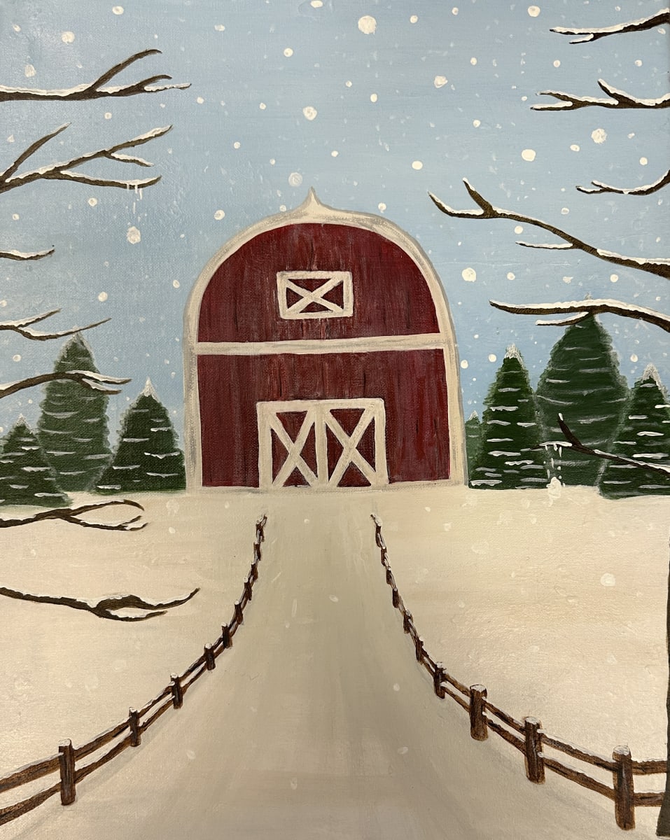 ❄️ Snow Much to Create! - Red Barn Canvas Paint & Sip Class Photo