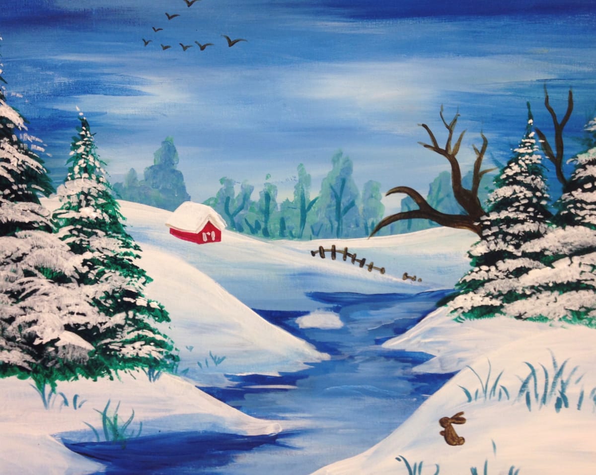 ❄️ Snow Much to Create! - Snowy River Canvas Paint & Sip Class Photo