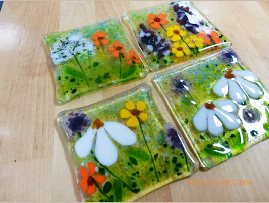 Big & Little Fused Glass Coasters Photo