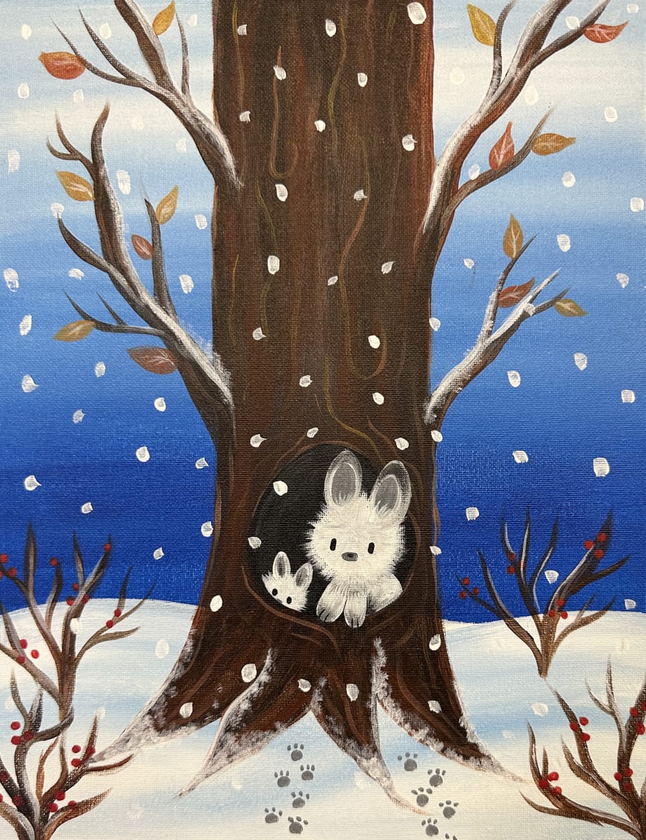 ❄️ Snow Much to Create! - Snowy Bunny Canvas Paint & Sip Class Photo