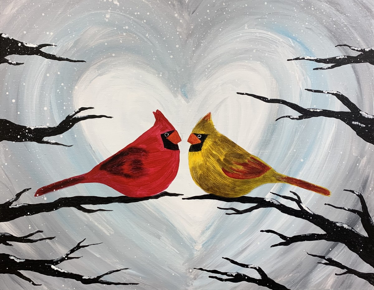❄️ Snow Much to Create! - Love Cardinals Canvas Paint & Sip Class Photo