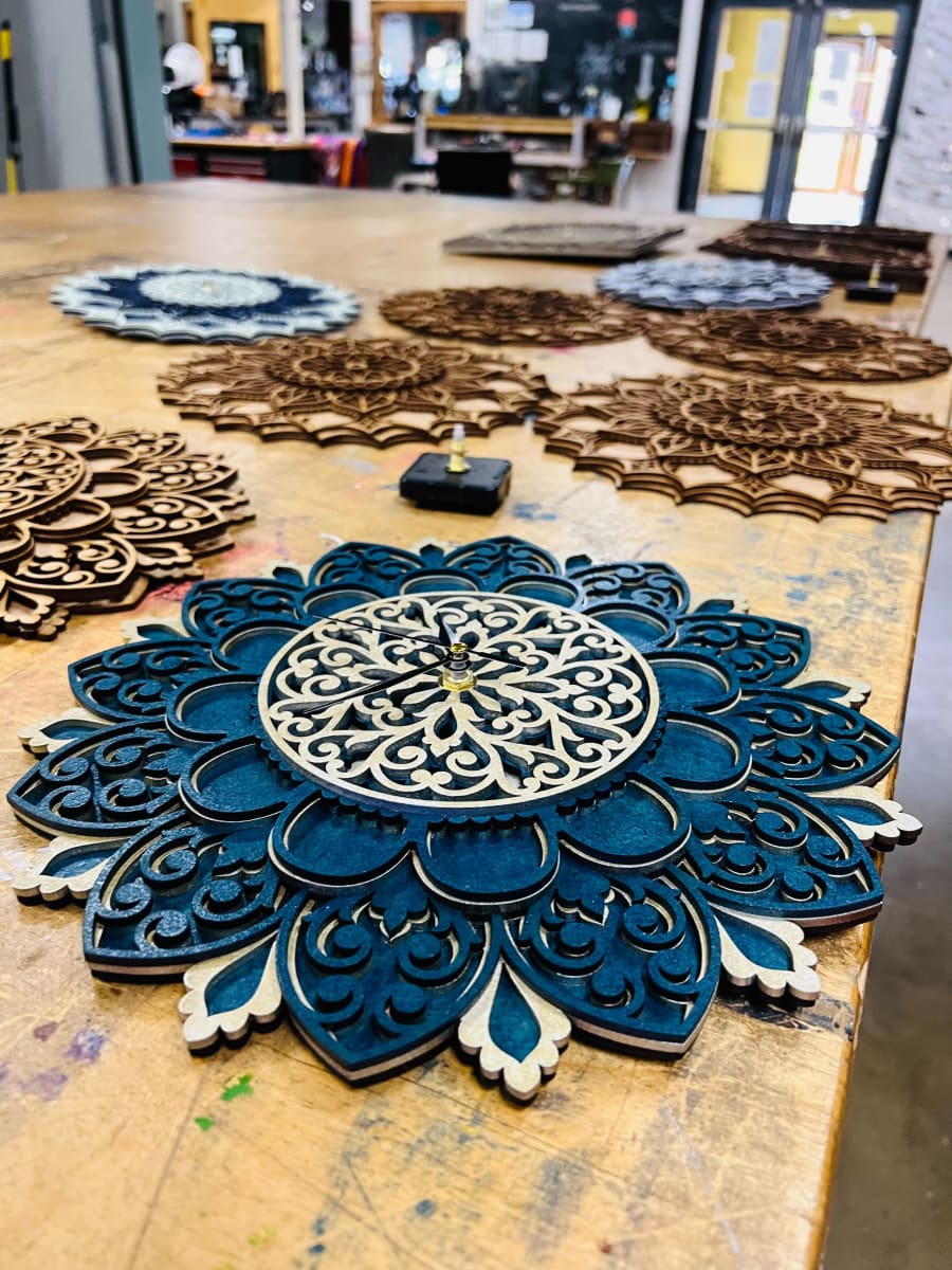 Create a Layered Mandala Wall Clock – Laser Cutting Party Photo