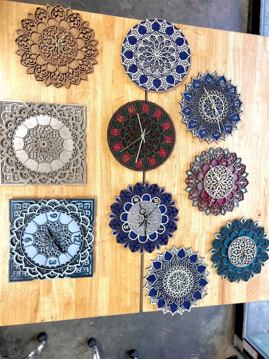 Create a Layered Mandala Wall Clock – Laser Cutting Party Photo