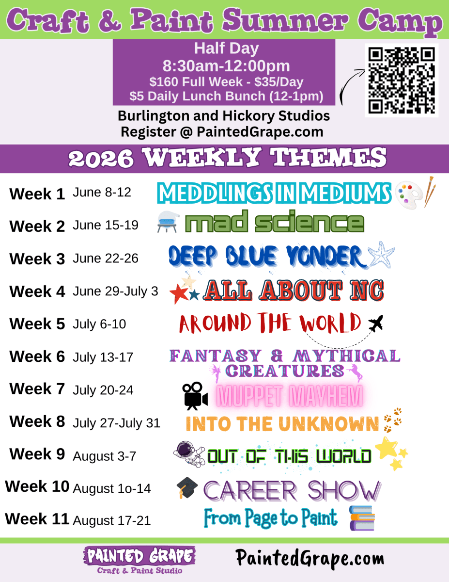 Grape Kids - Weekly - Craft & Paint Summer Camp (2026 Burlington) Photo