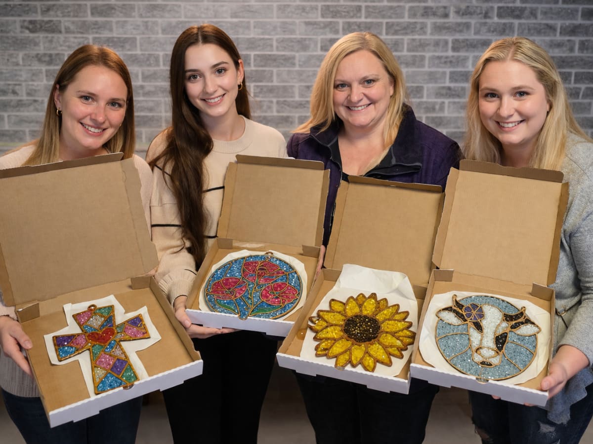 Latvian Center Garezers Crushed Glass Crafting Party Photo