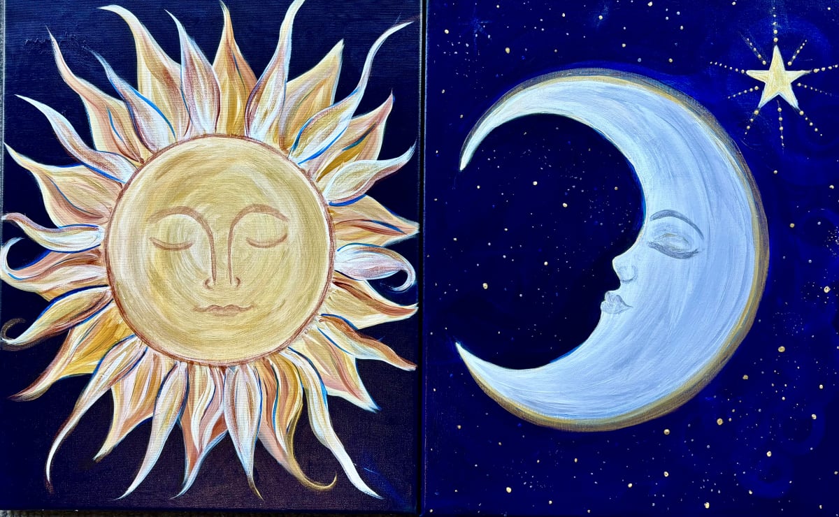 Celebration of Renewal ~ MOON & SUN DUO PAINTING Photo