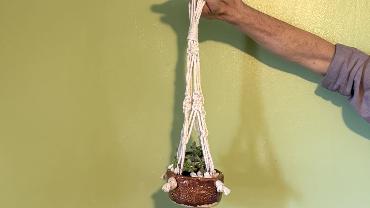 In the Mud Room with Ginger - Pinch Pot Succulent Planter I I I with Macrame Hangar Photo