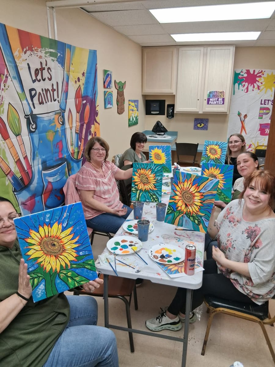 "Sunflower Stained Glass" acrylic step by step painting - ages 7+ Photo