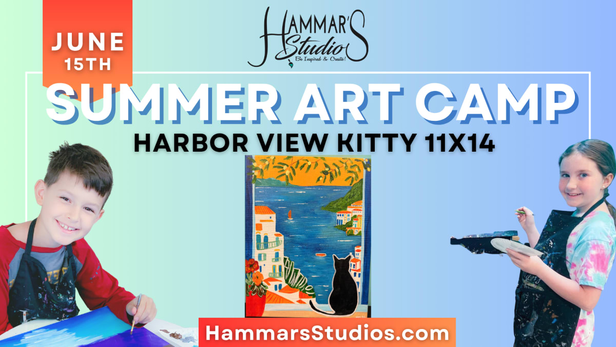 🎨 Summer Art Camp: Harbor View Kitty 11x14 🌊🪟 9-12pm Photo