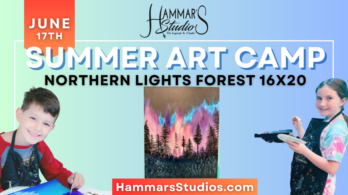 🎨 Summer Art Camp: Northern Lights 16x20🌲Jun 17th Photo