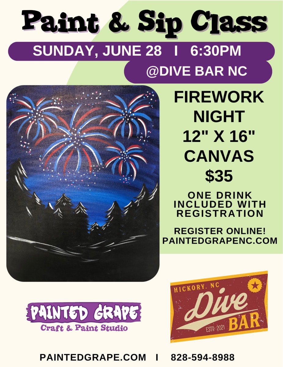 Dive Bar NC - Firework Night - Paint & Sip Class Photo