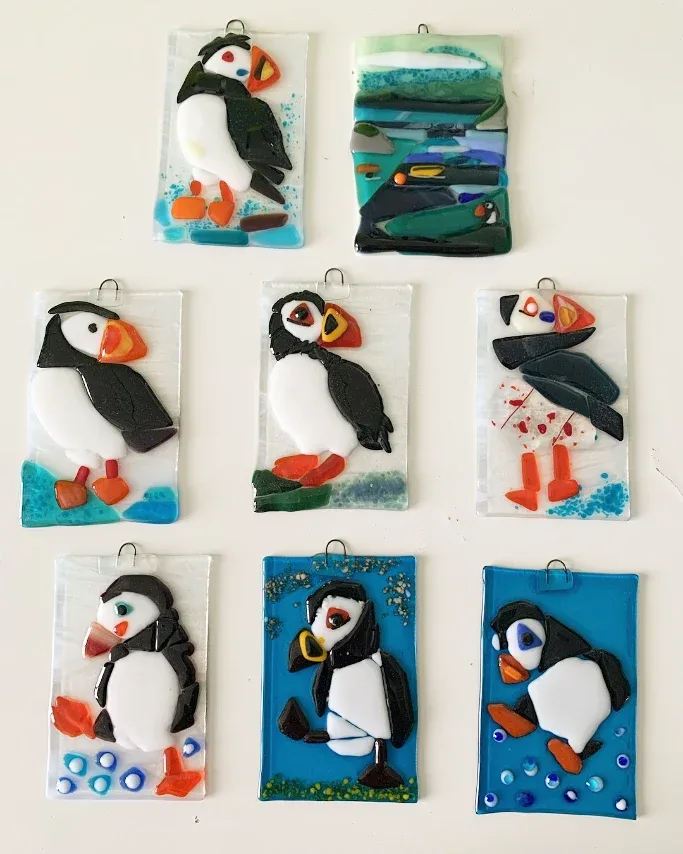 Glass Fusing: Icebergs, Whales & Puffins! Photo