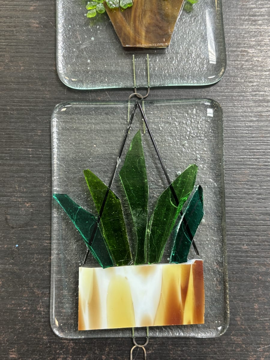 Fused Glass Hanging Plants Wall Hanging Photo