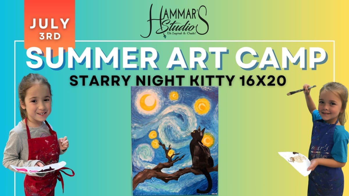 Summer Art Camp: STARRY NIGHT Kitty 🐱 July 3rd Photo