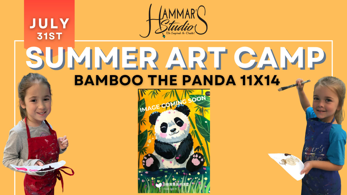 🌞 Summer Art Camp: Bamboo the Panda 11x14🖤🤍Jul 31st Photo