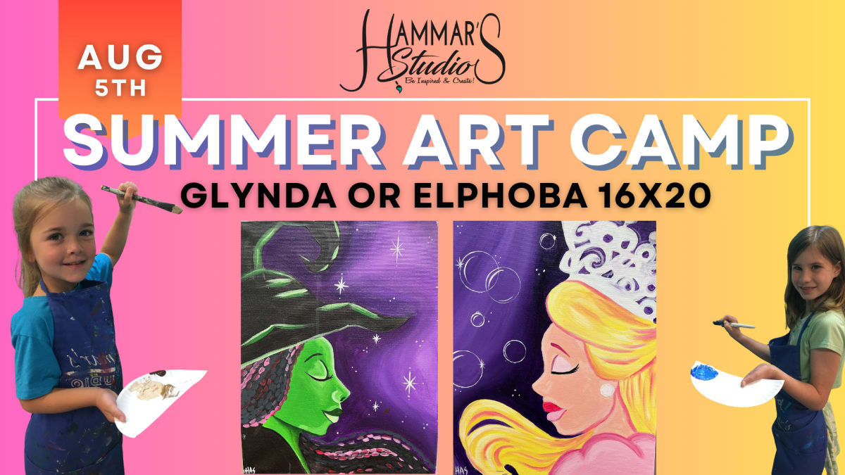 🎥Summer Art Camp : WICKED! 16x20 🖤💚👠 Aug 5th Photo