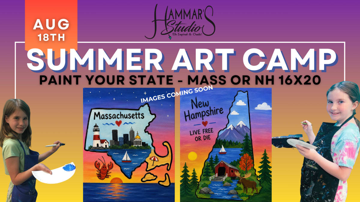🛻 Summer Art Camp: Paint your State MA/NH 16 x 20 🏔️🚙 Aug 18th Photo