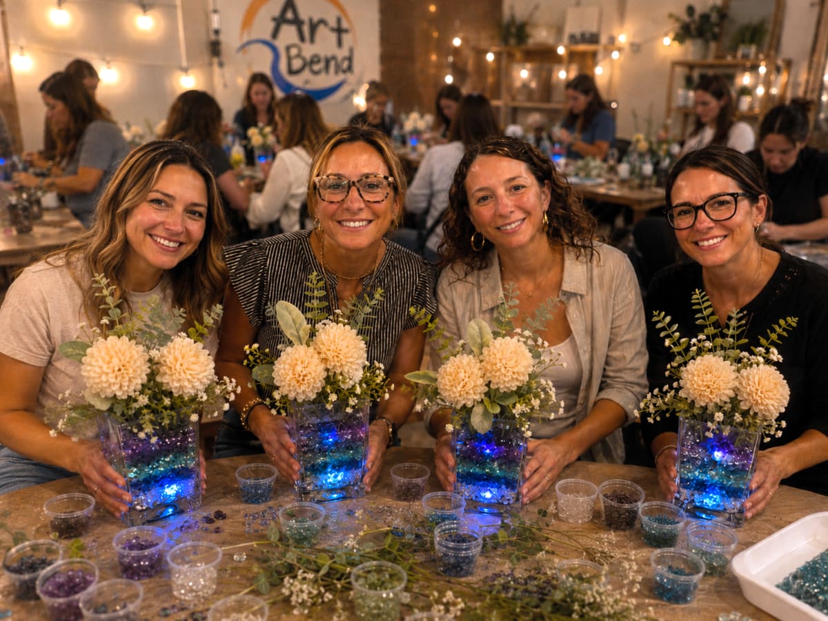 Colon Glimmer Vase Crushed Glass Crafting Party Photo