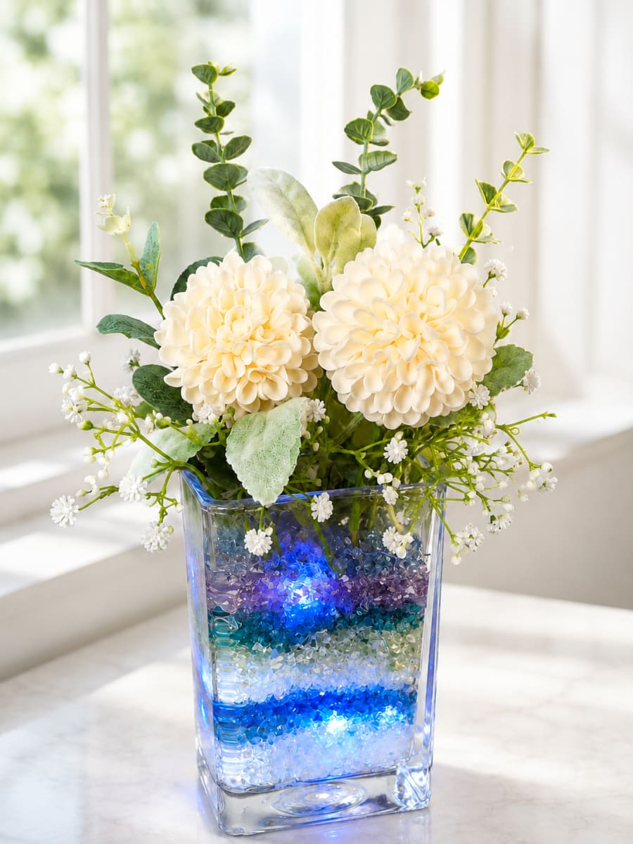 Colon Glimmer Vase Crushed Glass Crafting Party Photo