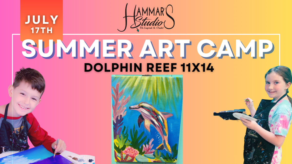 🌈Summer Art Camp: Dolphin Reef 11x14🐬🩵Jul 17th Photo